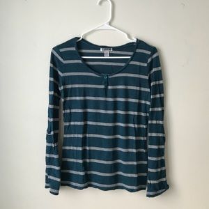 ROXY Striped Blue & Grey Long Sleeve Top